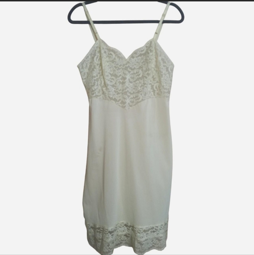 Vintage Yellow Lace Slip Dress